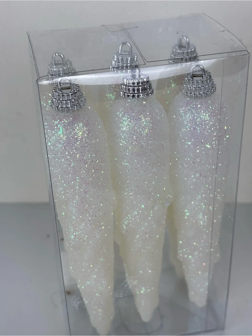 Unique 18pc Glittery Icicle Shaped Ornaments